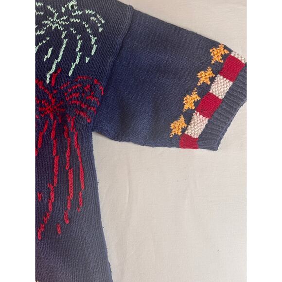 Signatures Northern Isles Hand Knit USA 4th Americana Sweater AS IS Wounded Bird - Picture 7 of 16